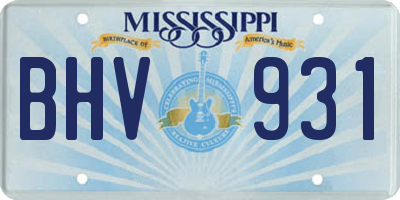 MS license plate BHV931