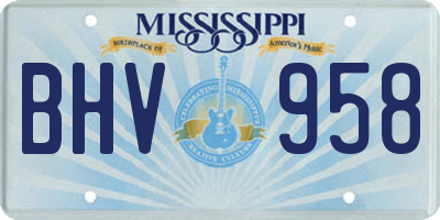 MS license plate BHV958