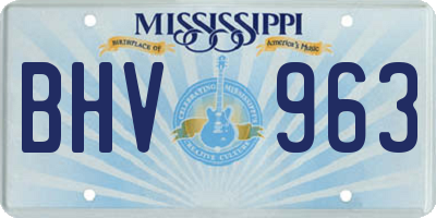 MS license plate BHV963