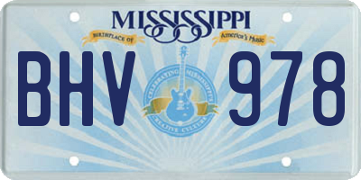 MS license plate BHV978
