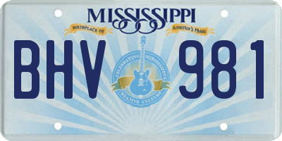 MS license plate BHV981