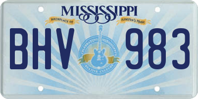 MS license plate BHV983