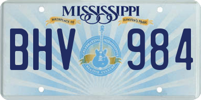 MS license plate BHV984