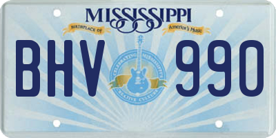 MS license plate BHV990