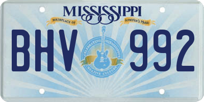MS license plate BHV992