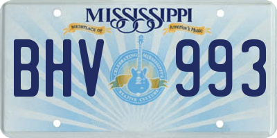 MS license plate BHV993