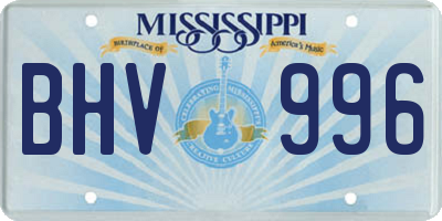 MS license plate BHV996