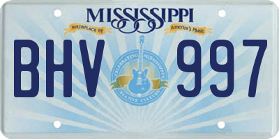 MS license plate BHV997