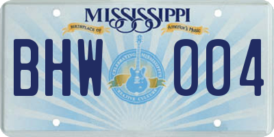 MS license plate BHW004