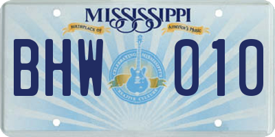 MS license plate BHW010