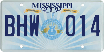 MS license plate BHW014