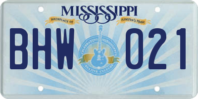 MS license plate BHW021