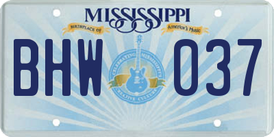 MS license plate BHW037