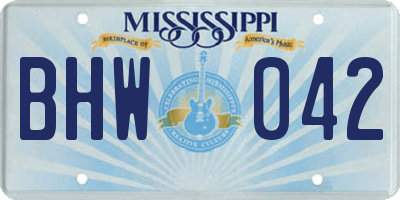 MS license plate BHW042