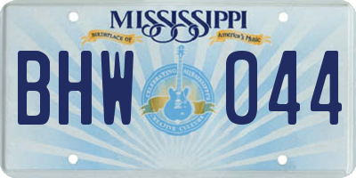 MS license plate BHW044