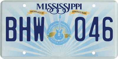 MS license plate BHW046