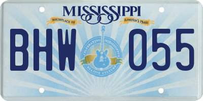 MS license plate BHW055