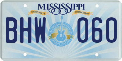 MS license plate BHW060