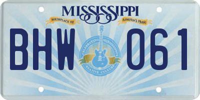 MS license plate BHW061