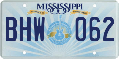MS license plate BHW062