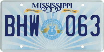 MS license plate BHW063