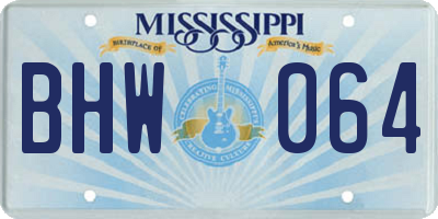 MS license plate BHW064