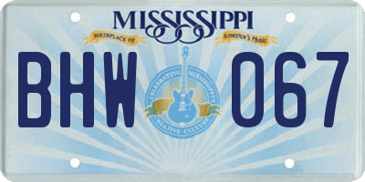 MS license plate BHW067