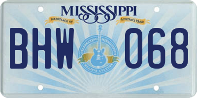 MS license plate BHW068