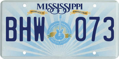 MS license plate BHW073