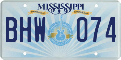 MS license plate BHW074