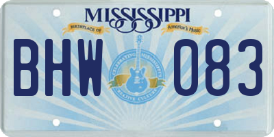 MS license plate BHW083