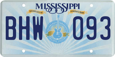 MS license plate BHW093
