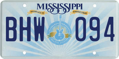 MS license plate BHW094