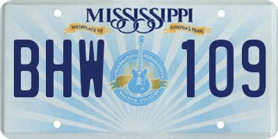 MS license plate BHW109
