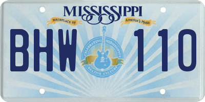 MS license plate BHW110