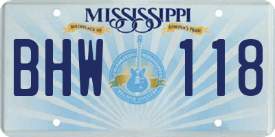 MS license plate BHW118