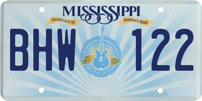 MS license plate BHW122