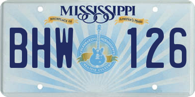 MS license plate BHW126