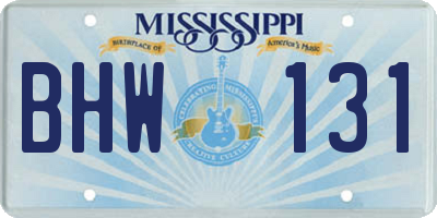 MS license plate BHW131