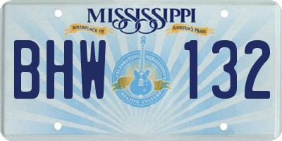MS license plate BHW132