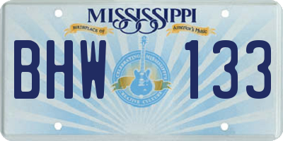 MS license plate BHW133