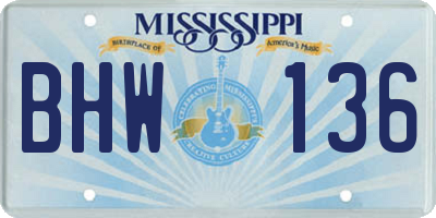 MS license plate BHW136