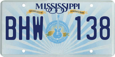MS license plate BHW138