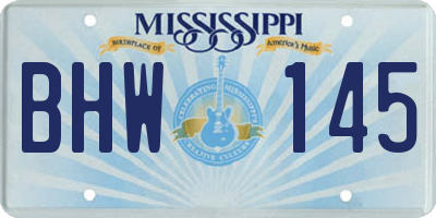 MS license plate BHW145