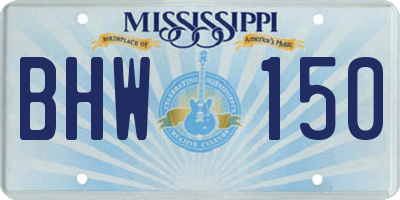 MS license plate BHW150