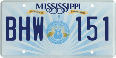 MS license plate BHW151