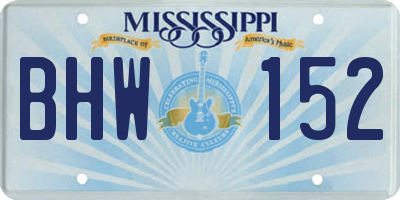 MS license plate BHW152