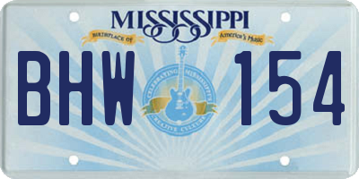 MS license plate BHW154