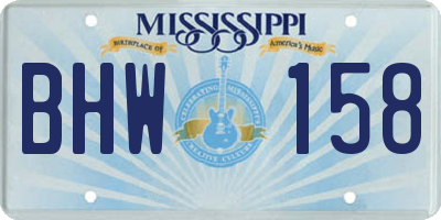 MS license plate BHW158