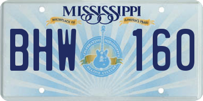 MS license plate BHW160